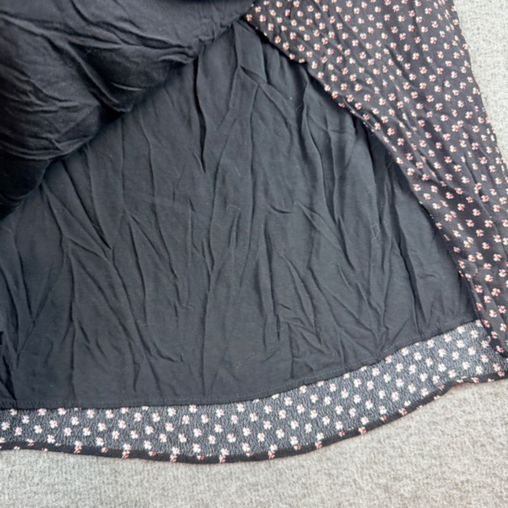Abercrombie & Fitch Midi Skirt Women's S Small Petite Black Floral Side Slit HR - Picture 7 of 7